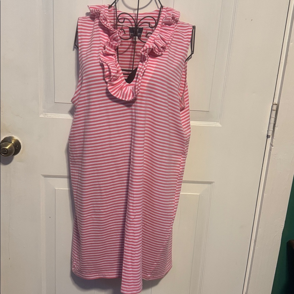 Pink Striped Ruffle Mini Dress - Picture 4 of 4